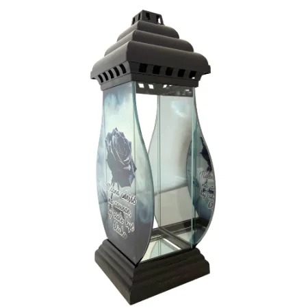 435-znicz z różą na niebieskim tle 1 sztuka